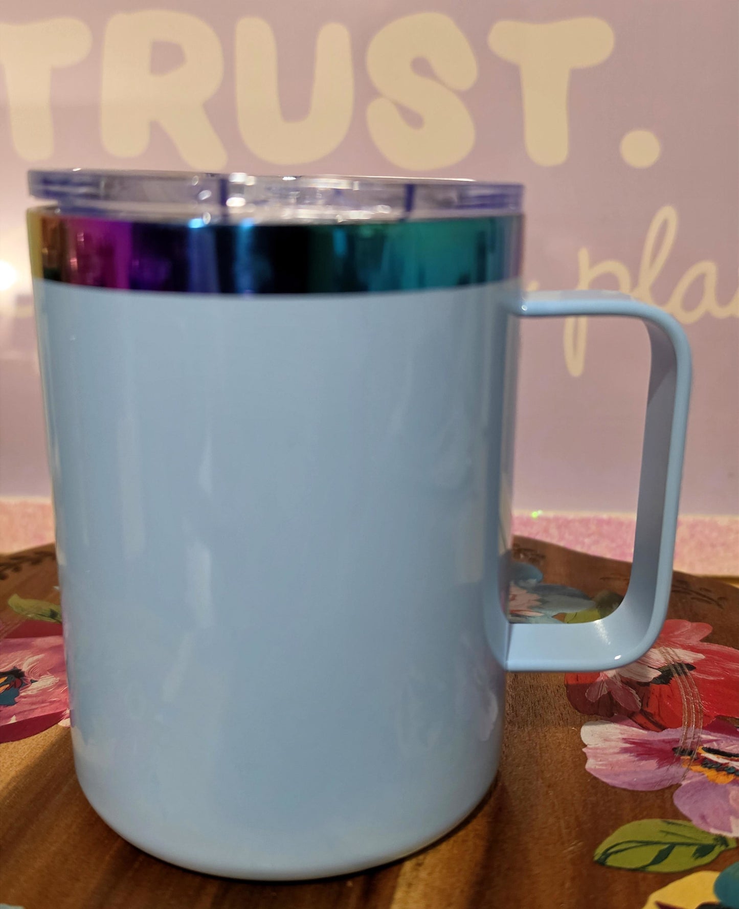 12 oz Custom mug — Glossy Rainbow Plated Stainless Steel