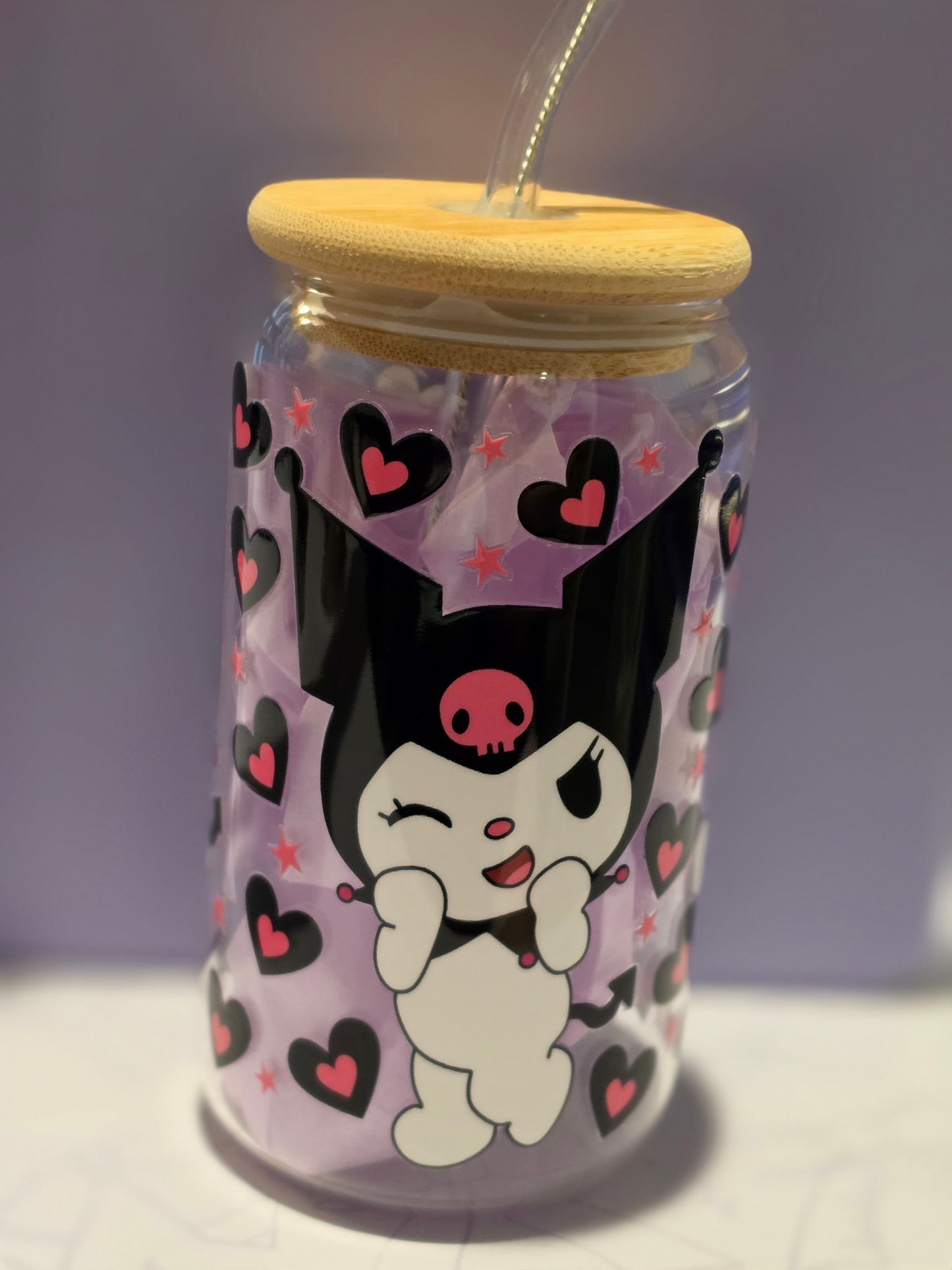 16 oz Glass Cup with Bamboo Lid, Straw & Straw Cleaner