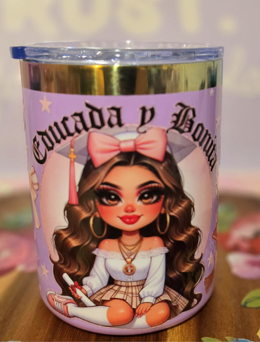12 oz Custom Tumbler — Glossy Rainbow Plated Stainless Steel