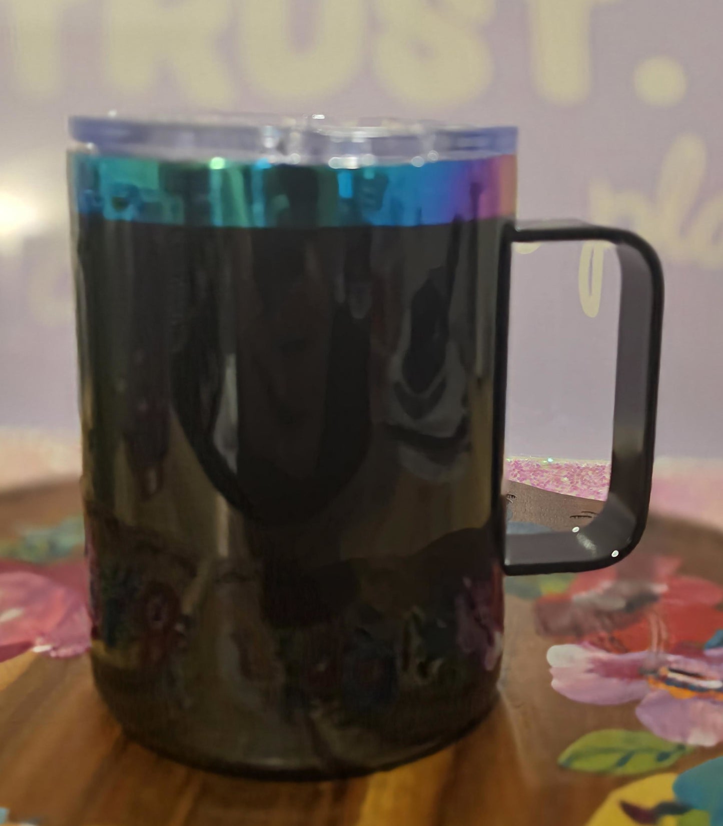 12 oz Custom Tumbler — Glossy Rainbow Plated Stainless Steel