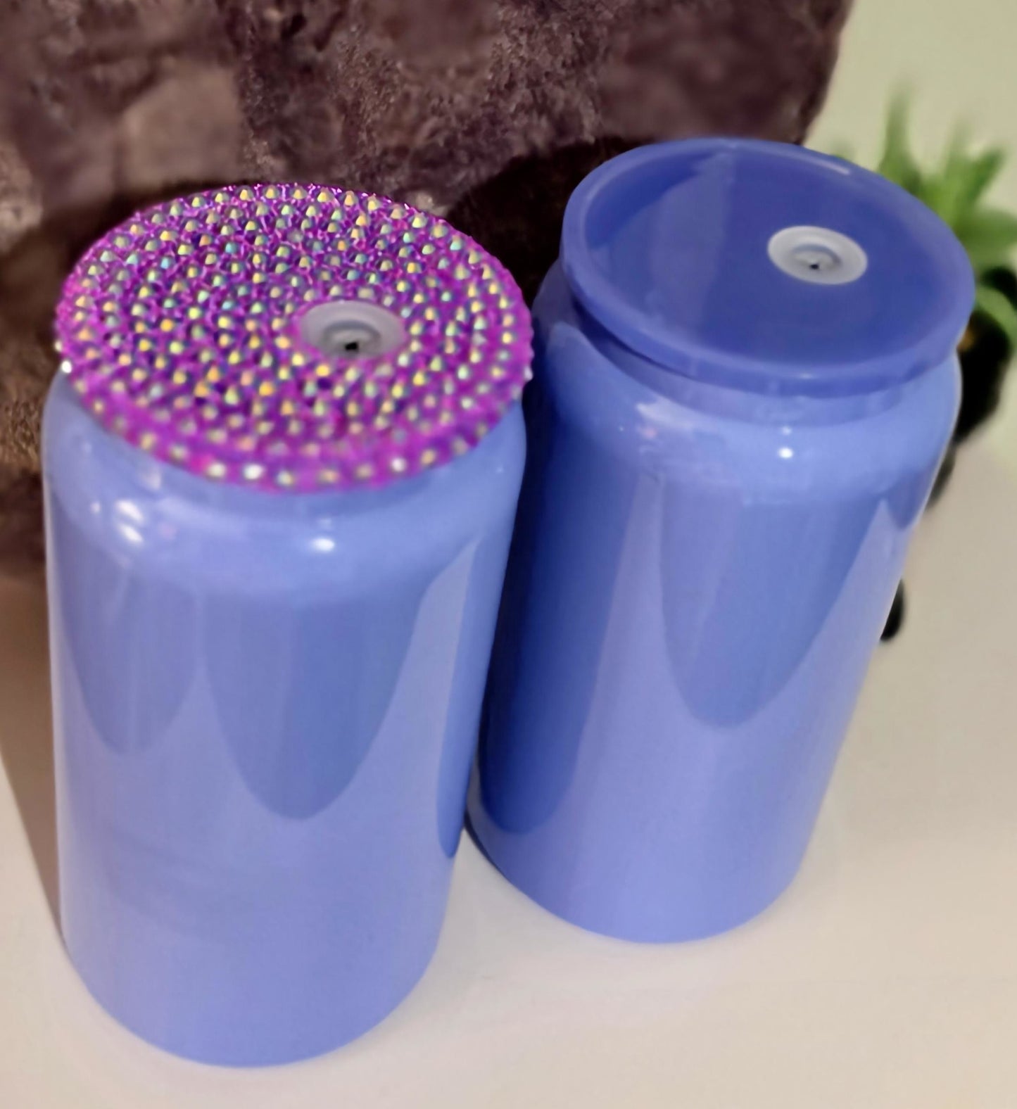 16 oz Stainless Steel Can Tumbler with Straw & Flower Topper